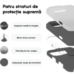 Husa iPhone 16 Pro Max Casey Studios Premium Soft Silicone, de Protectie, Slim, pentru Incarcare Wireless, Margini Ridicate pentru Protectia Ecranului si a Camerelor Dark Grey