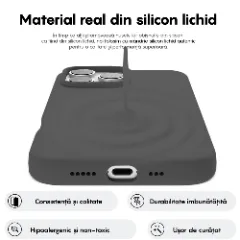 Husa iPhone 16 Pro Max Casey Studios Premium Soft Silicone, de Protectie, Slim, pentru Incarcare Wireless, Margini Ridicate pentru Protectia Ecranului si a Camerelor Dark Grey