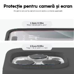 Husa iPhone 16 Pro Max Casey Studios Premium Soft Silicone, de Protectie, Slim, pentru Incarcare Wireless, Margini Ridicate pentru Protectia Ecranului si a Camerelor Dark Grey