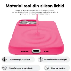 Husa iPhone 16 Pro Max Casey Studios Premium Soft Silicone, de Protectie, Slim, pentru Incarcare Wireless, Margini Ridicate pentru Protectia Ecranului si a Camerelor Fuchsia