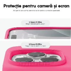 Husa iPhone 16 Pro Max Casey Studios Premium Soft Silicone, de Protectie, Slim, pentru Incarcare Wireless, Margini Ridicate pentru Protectia Ecranului si a Camerelor Fuchsia