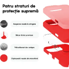 Husa iPhone 16 Pro Max Casey Studios Premium Soft Silicone, de Protectie, Slim, pentru Incarcare Wireless, Margini Ridicate pentru Protectia Ecranului si a Camerelor Rosu