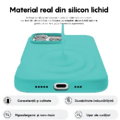 Husa iPhone 16 Pro Max Casey Studios Premium Soft Silicone, de Protectie, Slim, pentru Incarcare Wireless, Margini Ridicate pentru Protectia Ecranului si a Camerelor Turcoaz
