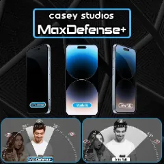 Folie Sticla CASEY STUDIOS pentru iPhone 16, MaxDefense+ Privacy, Full Glue, Sticla Securizata, Duritate Militara, Ultra HD, Protectie Profesionala Ecran 3D, Anti Zgarieturi, Anti Socuri Negru