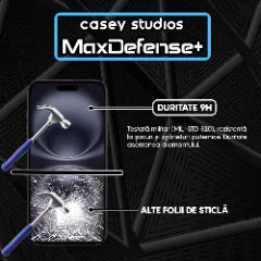 Folie Sticla CASEY STUDIOS pentru iPhone 16 Plus, MaxDefense+ Privacy, Full Glue, Sticla Securizata, Duritate Militara, Ultra HD, Protectie Profesionala Ecran 3D, Anti Zgarieturi, Anti Socuri Negru