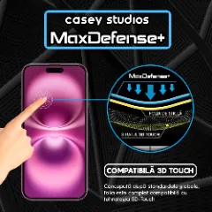 Folie Sticla CASEY STUDIOS pentru iPhone 16 Plus, MaxDefense+ Matte, Full Glue, Sticla Securizata, Duritate Militara, Ultra HD, Protectie Profesionala Ecran 3D, Anti Zgarieturi, Anti Socuri Negru