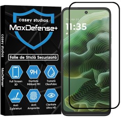 Folie Sticla CASEY STUDIOS pentru Motorola Moto G35, Full Glue, Sticla Securizata, Duritate Militara, Ultra HD, Protectie Profesionala Ecran 3D, Anti Zgarieturi, Anti Socuri