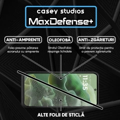 Folie Sticla CASEY STUDIOS pentru Motorola Moto G35, Full Glue, Sticla Securizata, Duritate Militara, Ultra HD, Protectie Profesionala Ecran 3D, Anti Zgarieturi, Anti Socuri Negru