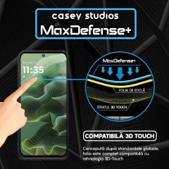 Folie Sticla CASEY STUDIOS pentru Motorola Moto G35, Full Glue, Sticla Securizata, Duritate Militara, Ultra HD, Protectie Profesionala Ecran 3D, Anti Zgarieturi, Anti Socuri Negru