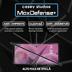 Folie Sticla CASEY STUDIOS pentru Motorola Moto G55, Full Glue, Sticla Securizata, Duritate Militara, Ultra HD, Protectie Profesionala Ecran 3D, Anti Zgarieturi, Anti Socuri Negru