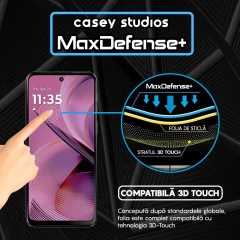 Folie Sticla CASEY STUDIOS pentru Motorola Moto G55, Full Glue, Sticla Securizata, Duritate Militara, Ultra HD, Protectie Profesionala Ecran 3D, Anti Zgarieturi, Anti Socuri Negru