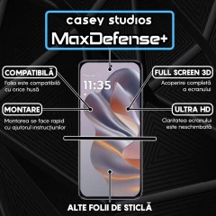 Folie Sticla CASEY STUDIOS pentru Motorola Moto S50, Full Glue, Sticla Securizata, Duritate Militara, Ultra HD, Protectie Profesionala Ecran 3D, Anti Zgarieturi, Anti Socuri Negru