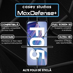 Folie Sticla CASEY STUDIOS pentru Samsung Galaxy F05, Full Glue, Sticla Securizata, Duritate Militara, Ultra HD, Protectie Profesionala Ecran 3D, Anti Zgarieturi, Anti Socuri Negru