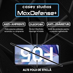 Folie Sticla CASEY STUDIOS pentru Samsung Galaxy F05, Full Glue, Sticla Securizata, Duritate Militara, Ultra HD, Protectie Profesionala Ecran 3D, Anti Zgarieturi, Anti Socuri Negru