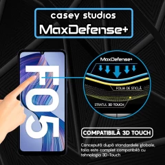 Folie Sticla CASEY STUDIOS pentru Samsung Galaxy F05, Full Glue, Sticla Securizata, Duritate Militara, Ultra HD, Protectie Profesionala Ecran 3D, Anti Zgarieturi, Anti Socuri Negru