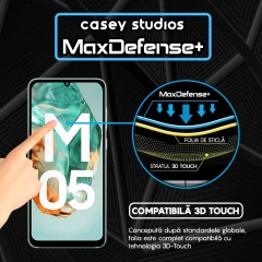 Folie Sticla CASEY STUDIOS pentru Samsung Galaxy M05, Full Glue, Sticla Securizata, Duritate Militara, Ultra HD, Protectie Profesionala Ecran 3D, Anti Zgarieturi, Anti Socuri Negru