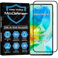 Folie Sticla CASEY STUDIOS pentru Samsung Galaxy M55s, Full Glue, Sticla Securizata, Duritate Militara, Ultra HD, Protectie Profesionala Ecran 3D, Anti Zgarieturi, Anti Socuri Negru