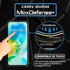 Folie Sticla CASEY STUDIOS pentru Samsung Galaxy M55s, Full Glue, Sticla Securizata, Duritate Militara, Ultra HD, Protectie Profesionala Ecran 3D, Anti Zgarieturi, Anti Socuri Negru