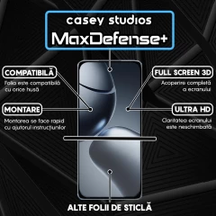 Folie Sticla CASEY STUDIOS pentru Xiaomi 14T Pro, Full Glue, Sticla Securizata, Duritate Militara, Ultra HD, Protectie Profesionala Ecran 3D, Anti Zgarieturi, Anti Socuri Negru