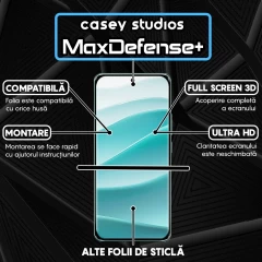 Folie Sticla CASEY STUDIOS pentru Xiaomi Redmi Note 14 Pro, Full Glue, Sticla Securizata, Duritate Militara, Ultra HD, Protectie Profesionala Ecran 3D, Anti Zgarieturi, Anti Socuri Negru