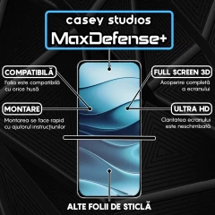 Folie Sticla CASEY STUDIOS pentru Xiaomi Redmi Note 14, Full Glue, Sticla Securizata, Duritate Militara, Ultra HD, Protectie Profesionala Ecran 3D, Anti Zgarieturi, Anti Socuri Negru