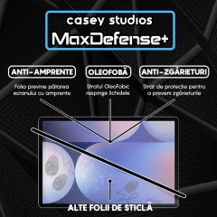 Folie Sticla CASEY STUDIOS pentru Samsung Galaxy Tab S10+, Full Glue, Sticla Securizata, Duritate Militara, Ultra HD, Protectie Profesionala Ecran 3D, Anti Zgarieturi, Anti Socuri Transparent