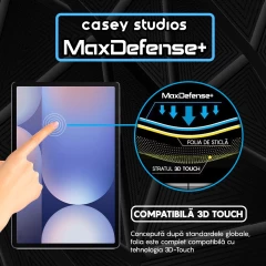 Folie Sticla CASEY STUDIOS pentru Samsung Galaxy Tab S10+, Full Glue, Sticla Securizata, Duritate Militara, Ultra HD, Protectie Profesionala Ecran 3D, Anti Zgarieturi, Anti Socuri Transparent