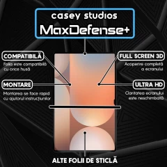 Folie Sticla CASEY STUDIOS pentru Samsung Galaxy Tab S10 Ultra, Full Glue, Sticla Securizata, Duritate Militara, Ultra HD, Protectie Profesionala Ecran 3D, Anti Zgarieturi, Anti Socuri Transparent