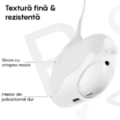 Husa Silicon Protectie pentru AirPods 4 CASEY STUDIOS™, din Silicon Moale, cu Breloc Carabina, Incarcare Wireless Transparent