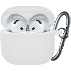 Husa Silicon Protectie pentru AirPods 4 CASEY STUDIOS™, din Silicon Moale, cu Breloc Carabina, Incarcare Wireless Transparent 