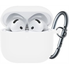 Husa Silicon Protectie pentru AirPods 4 CASEY STUDIOS™, din Silicon Moale, cu Breloc Carabina, Incarcare Wireless