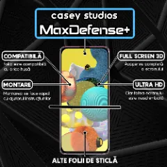 Folie Sticla CASEY STUDIOS pentru Samsung Galaxy A51 4G/5G, Full Glue, Sticla Securizata, Ultra HD, Protectie Profesionala Ecran 3D, Anti Zgarieturi, Anti Socuri Negru