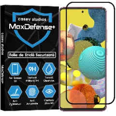 Folie Sticla CASEY STUDIOS pentru Samsung Galaxy A51 4G/5G, Full Glue, Sticla Securizata, Ultra HD, Protectie Profesionala Ecran 3D, Anti Zgarieturi, Anti Socuri Negru