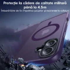 Husa MagSafe pentru iPhone 16, CASEY STUDIOS, de Protectie, Slim, pentru Incarcare Wireless, Margini Ridicate pentru Protectia Ecranului si a Camerelor Mov