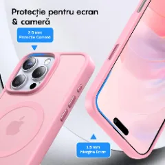 Husa MagSafe pentru iPhone 16 PRO, CASEY STUDIOS, de Protectie, Slim, pentru Incarcare Wireless, Margini Ridicate pentru Protectia Ecranului si a Camerelor Roz