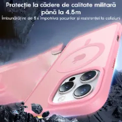 Husa MagSafe pentru iPhone 16 PRO, CASEY STUDIOS, de Protectie, Slim, pentru Incarcare Wireless, Margini Ridicate pentru Protectia Ecranului si a Camerelor Roz