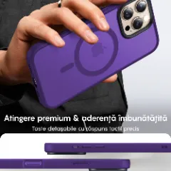 Husa MagSafe pentru iPhone 16 PRO, CASEY STUDIOS, de Protectie, Slim, pentru Incarcare Wireless, Margini Ridicate pentru Protectia Ecranului si a Camerelor Mov