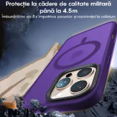 Husa MagSafe pentru iPhone 16 PRO, CASEY STUDIOS, de Protectie, Slim, pentru Incarcare Wireless, Margini Ridicate pentru Protectia Ecranului si a Camerelor Mov