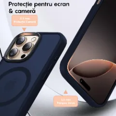 Husa MagSafe pentru iPhone 16 PRO, CASEY STUDIOS, de Protectie, Slim, pentru Incarcare Wireless, Margini Ridicate pentru Protectia Ecranului si a Camerelor Albastru