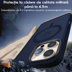 Husa MagSafe pentru iPhone 16 PRO, CASEY STUDIOS, de Protectie, Slim, pentru Incarcare Wireless, Margini Ridicate pentru Protectia Ecranului si a Camerelor Albastru