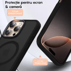 Husa MagSafe pentru iPhone 16 PRO, CASEY STUDIOS, de Protectie, Slim, pentru Incarcare Wireless, Margini Ridicate pentru Protectia Ecranului si a Camerelor Negru