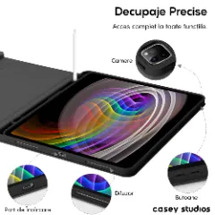 Husa cu Tastatura Iluminata si TouchPad compatibila cu Apple iPad Pro 11 2024, CASEY STUDIOS, Tastatura Iluminata RGB in 7 Culori, Wireless, Bluetooth 5.3, Unghiuri Ajustabile, Port USB-C, Cablu Type-C, Suport Stylus Pen, Negru Negru