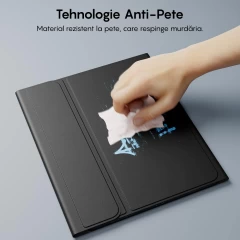 Husa cu Tastatura Iluminata si TouchPad compatibila cu Apple iPad Pro 11 2024, CASEY STUDIOS, Tastatura Iluminata RGB in 7 Culori, Wireless, Bluetooth 5.3, Unghiuri Ajustabile, Port USB-C, Cablu Type-C, Suport Stylus Pen, Negru Negru