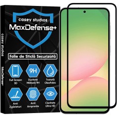 Folie Sticla CASEY STUDIOS pentru Samsung Galaxy A56, Full Glue, Sticla Securizata, Duritate Militara, Ultra HD, Protectie Profesionala Ecran 3D, Anti Zgarieturi, Anti Socuri, Margini negre