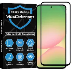 Folie Sticla CASEY STUDIOS pentru Samsung Galaxy A56, Full Glue, Sticla Securizata, Duritate Militara, Ultra HD, Protectie Profesionala Ecran 3D, Anti Zgarieturi, Anti Socuri, Margini negre Negru