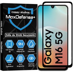 Folie Sticla CASEY STUDIOS pentru Samsung Galaxy M16, Full Glue, Sticla Securizata, Duritate Militara, Ultra HD, Protectie Profesionala Ecran 3D, Anti Zgarieturi, Anti Socuri, Margini negre