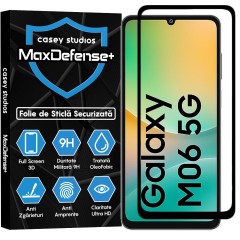 Folie Sticla CASEY STUDIOS pentru Samsung Galaxy M06, Full Glue, Sticla Securizata, Duritate Militara, Ultra HD, Protectie Profesionala Ecran 3D, Anti Zgarieturi, Anti Socuri, Margini negre