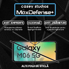 Folie Sticla CASEY STUDIOS pentru Samsung Galaxy M06, Full Glue, Sticla Securizata, Duritate Militara, Ultra HD, Protectie Profesionala Ecran 3D, Anti Zgarieturi, Anti Socuri, Margini negre Negru