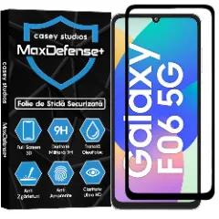 Folie Sticla CASEY STUDIOS pentru Samsung Galaxy F06 5G, Full Glue, Sticla Securizata, Duritate Militara, Ultra HD, Protectie Profesionala Ecran 3D, Anti Zgarieturi, Anti Socuri, Margini negre Negru