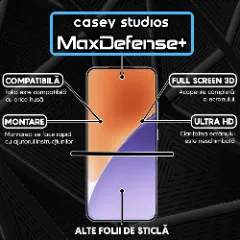 Folie Sticla CASEY STUDIOS pentru Xiaomi 15, Full Glue, Sticla Securizata, Duritate Militara, Ultra HD, Protectie Profesionala Ecran 3D, Anti Zgarieturi, Anti Socuri, Margini negre Negru